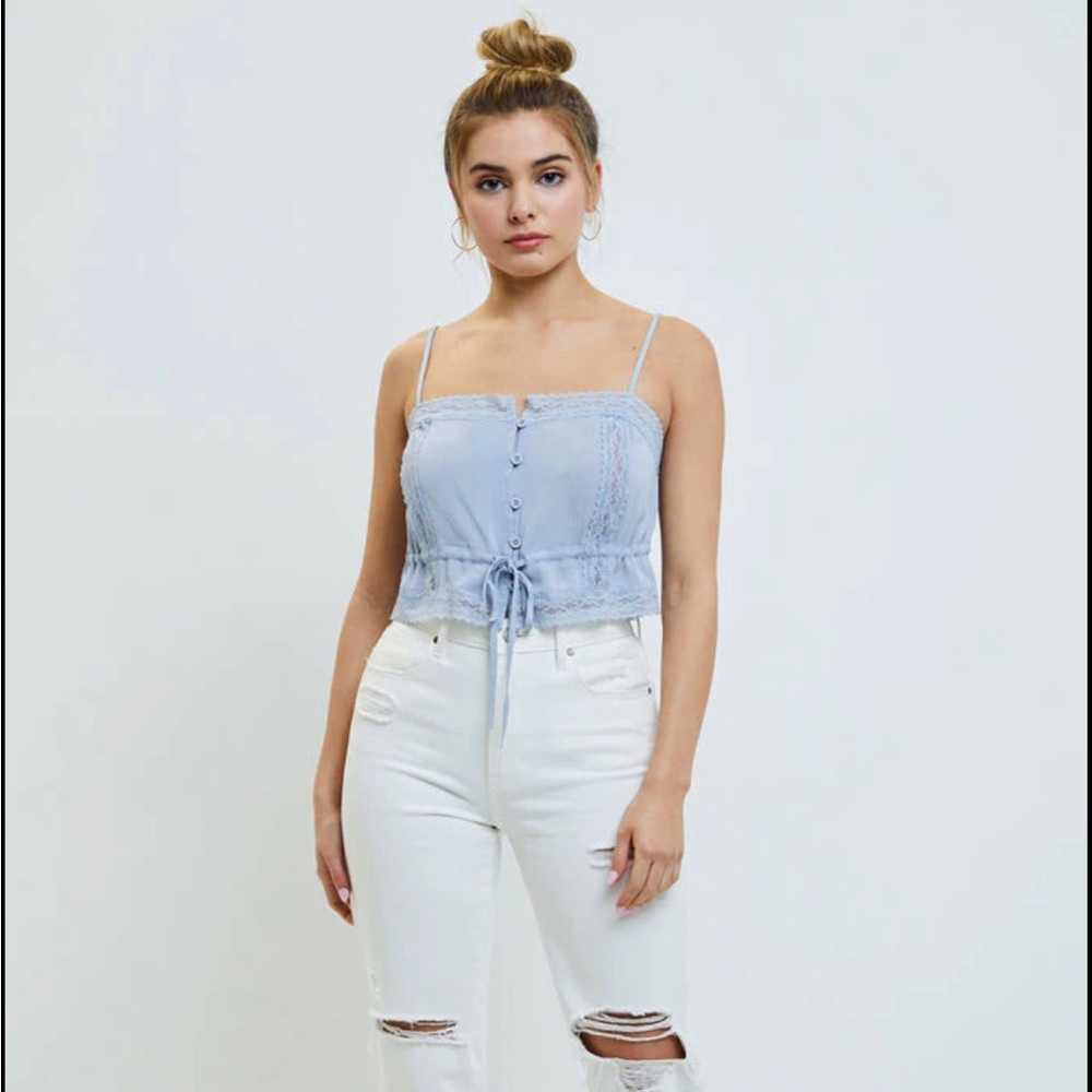 L.A Hearts- Pacsun Lace Trim Tie Waist Tank Top